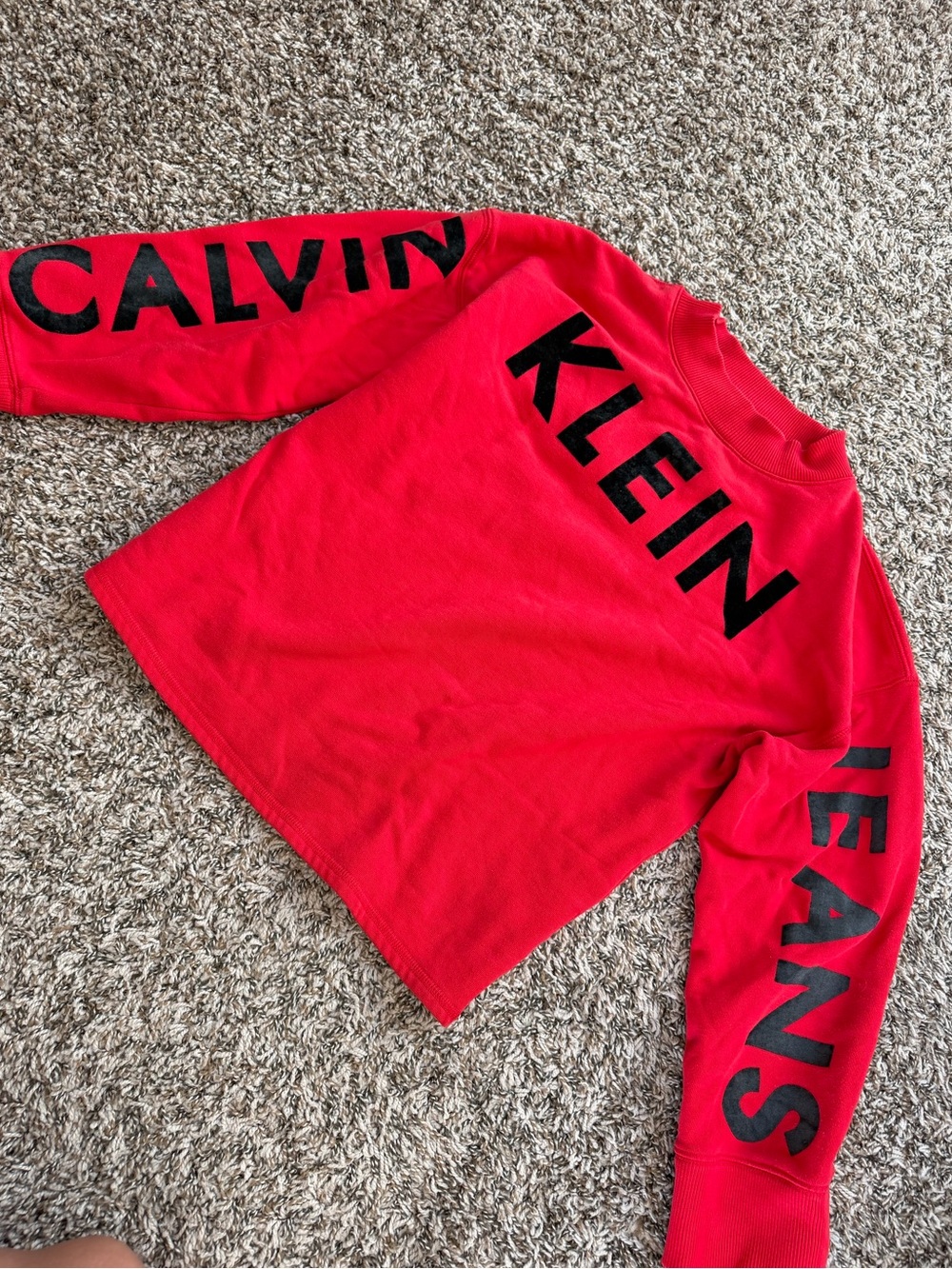 Calvin Klein Red Crewneck Sweatshirt with Black Logo